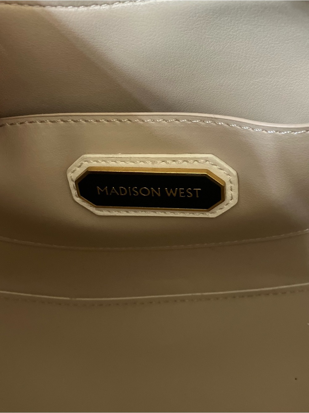 Madison West Ivory Vegan Leather Neutral Minimalist Shoulder Bag Purse - Picture 9 of 12